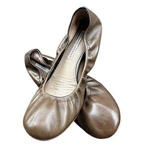 VERA WANG Lavender "Lillian" Pewter Leather Ballet Flats Shoes Size US 10